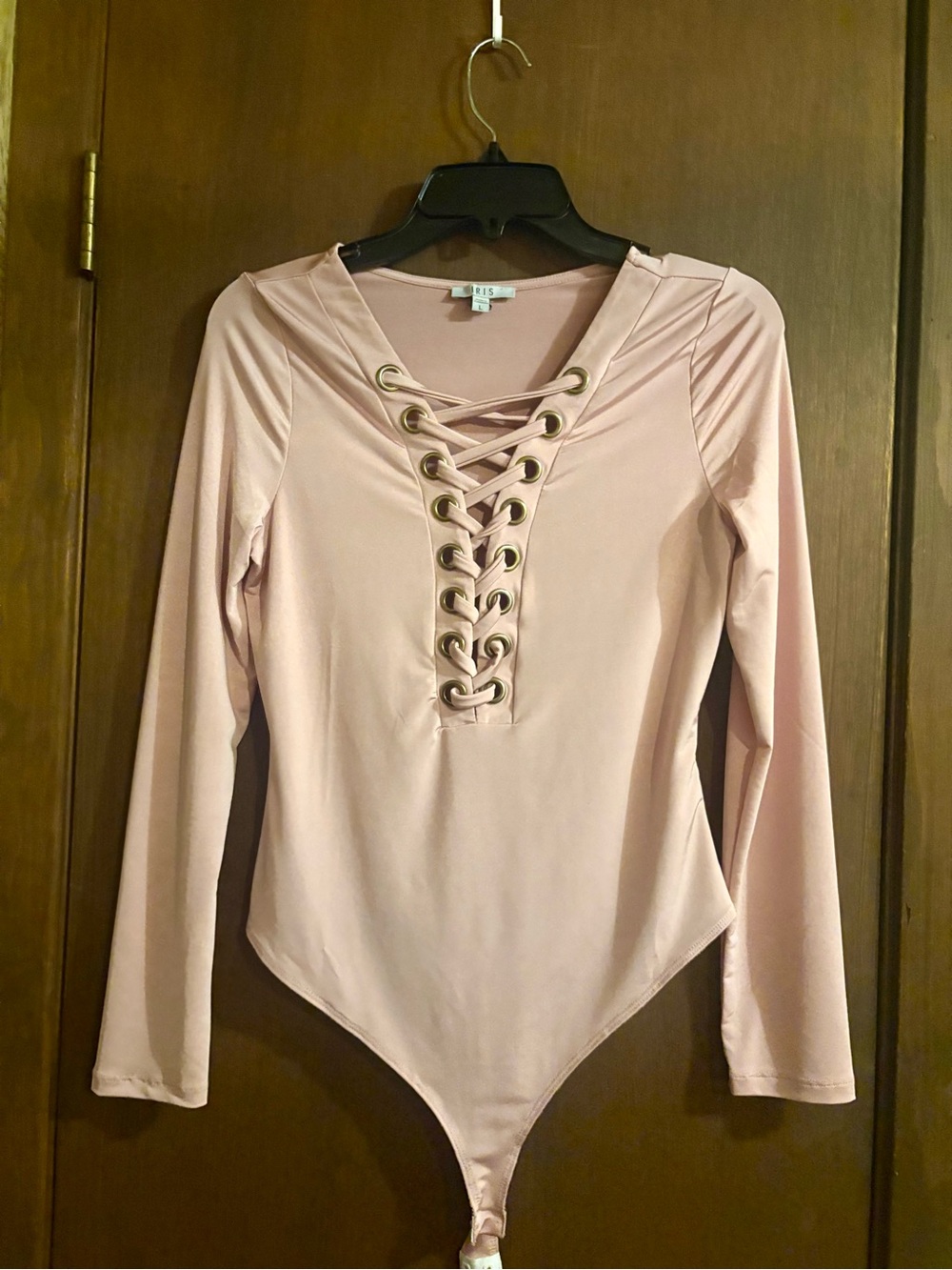 iris Blush Lace-Up Long Sleeve Bodysuit